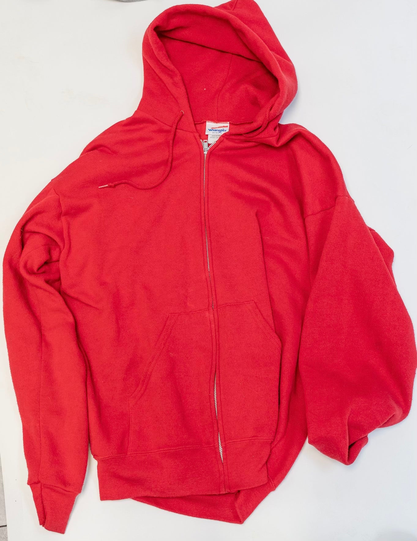 Vintage Wrangler Red Zip-Up Hoodie- Size L