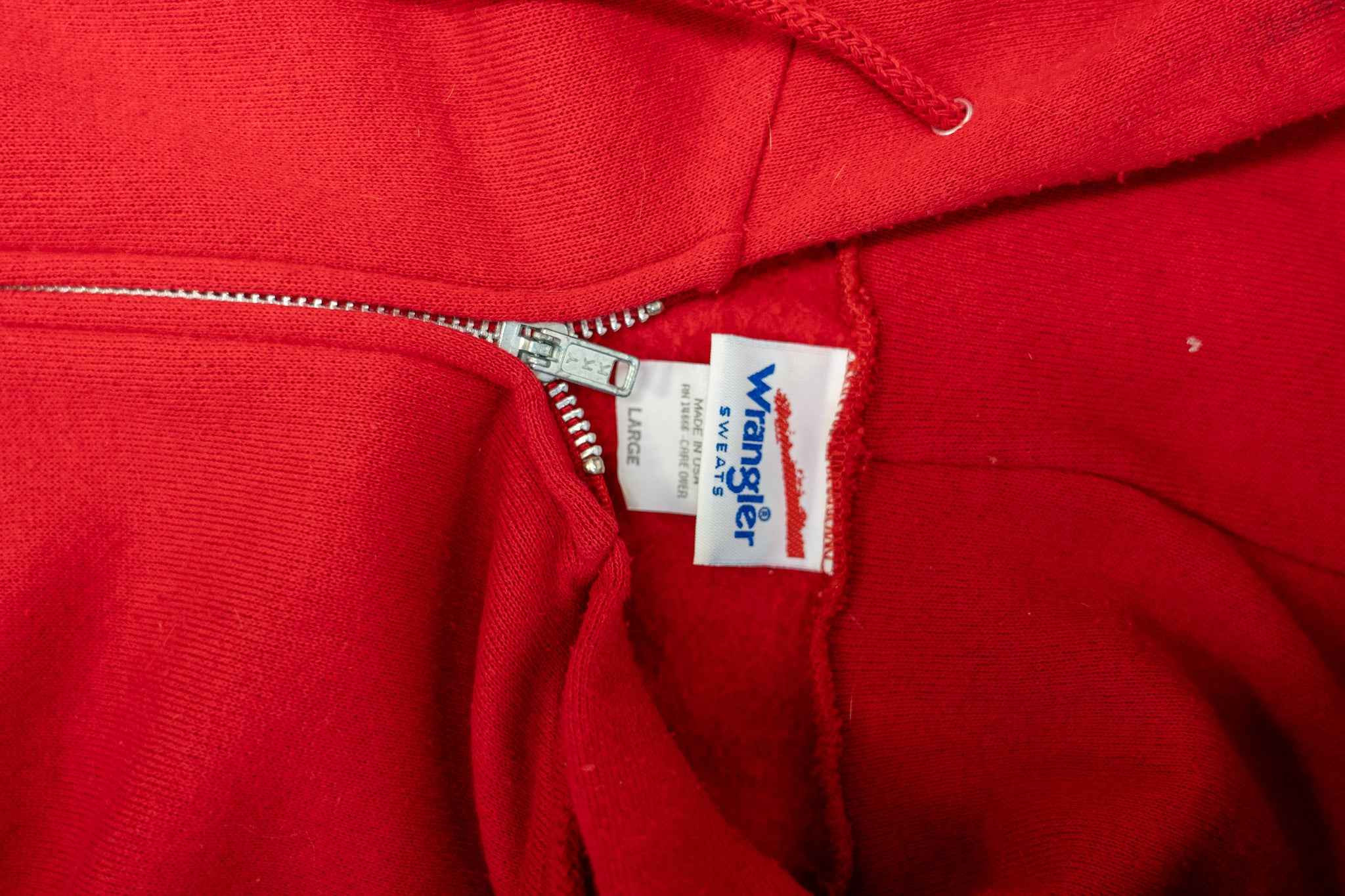 Vintage Wrangler Red Zip-Up Hoodie- Size L
