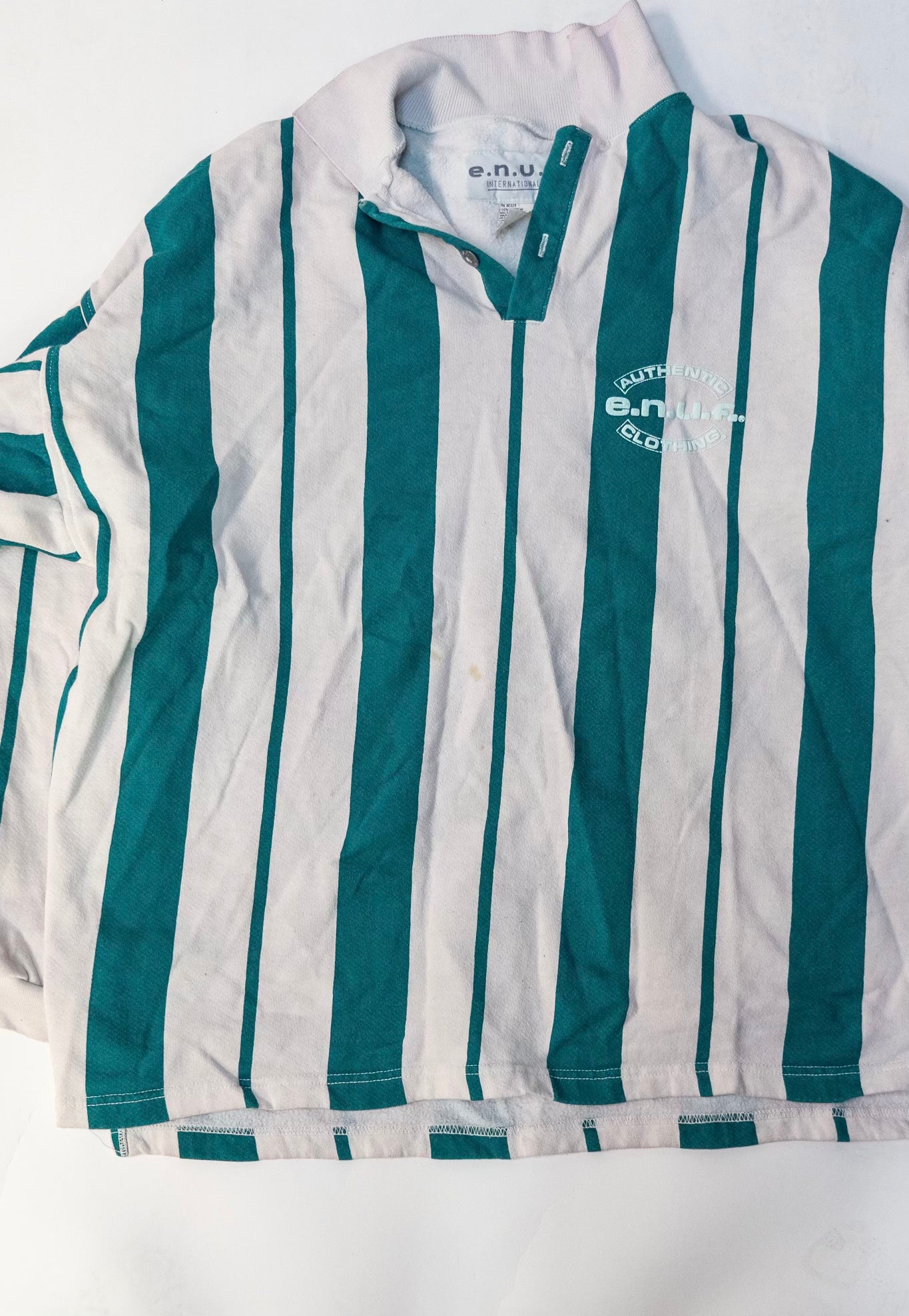 1990s ENUF Striped Quarter-Zip Sweatshirt- Size M