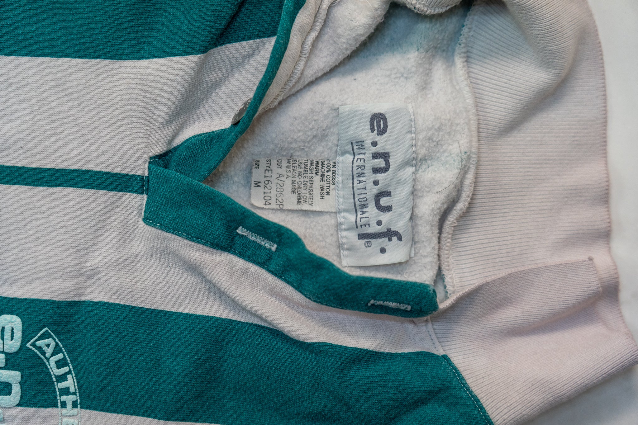 1990s ENUF Striped Quarter-Zip Sweatshirt- Size M