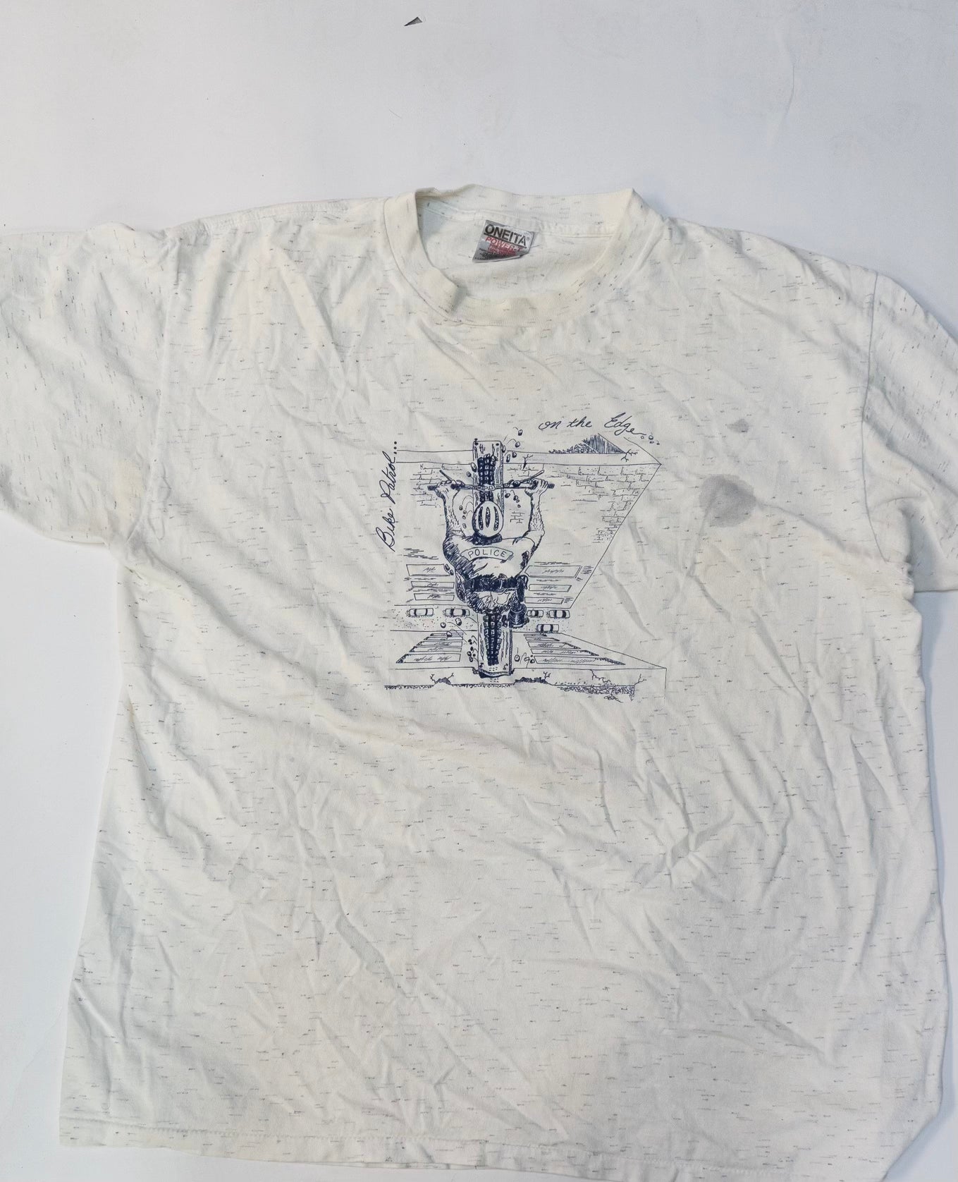 1990s T Speckled “Built for Comfort” Motorcycle Tee – Size XL