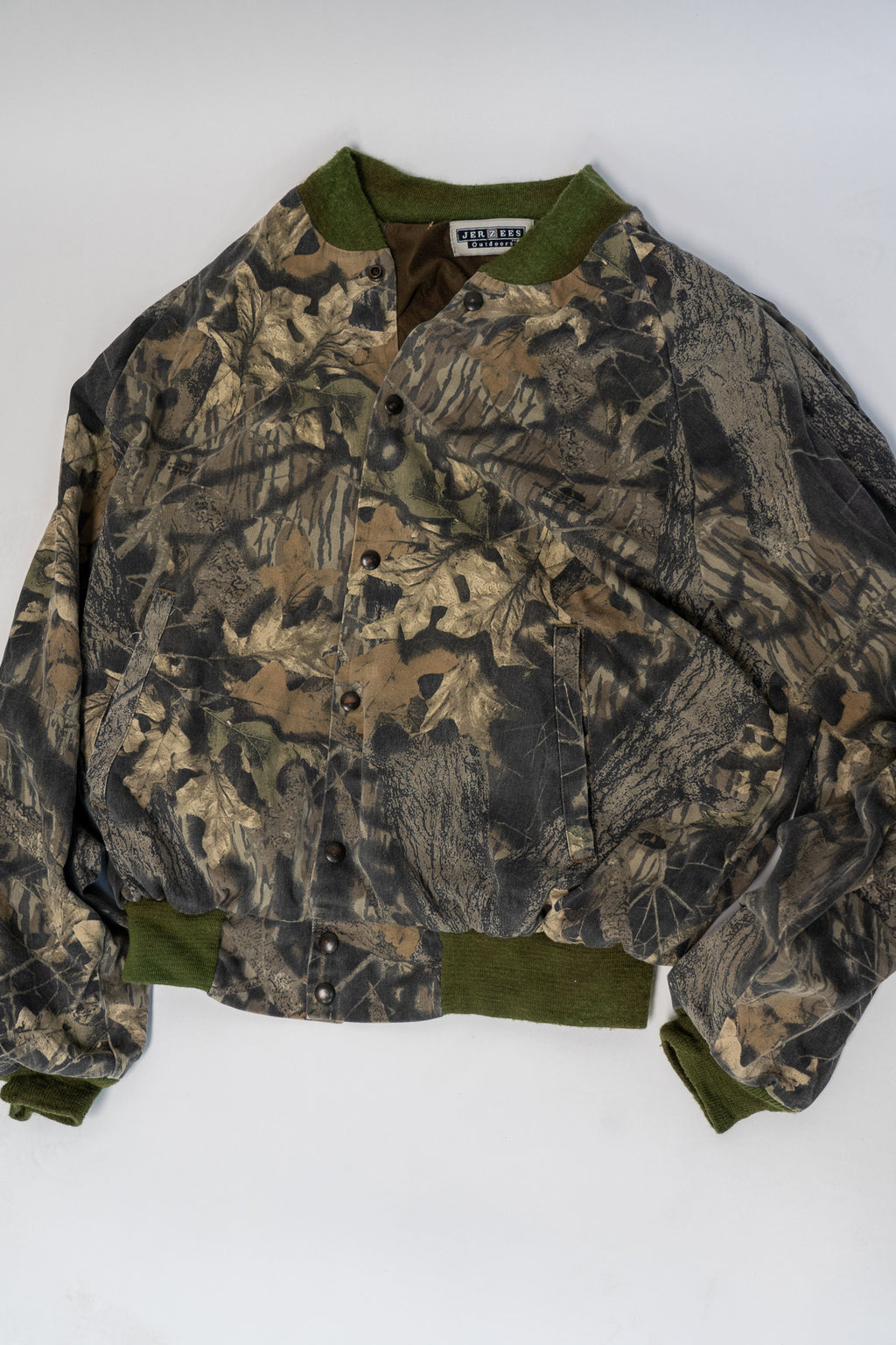 1990s Jerzees Outdoors Camo Bomber Jacket – Size L