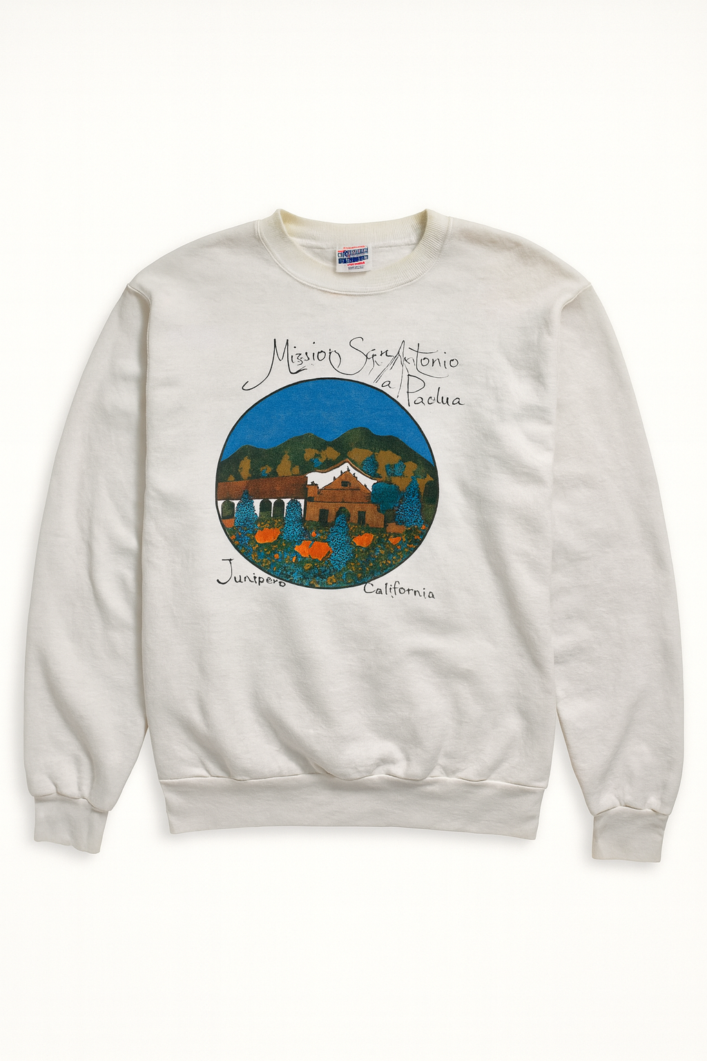 1990s Hanes Mission San Antonio de Padua Graphic Crewneck- Size XL