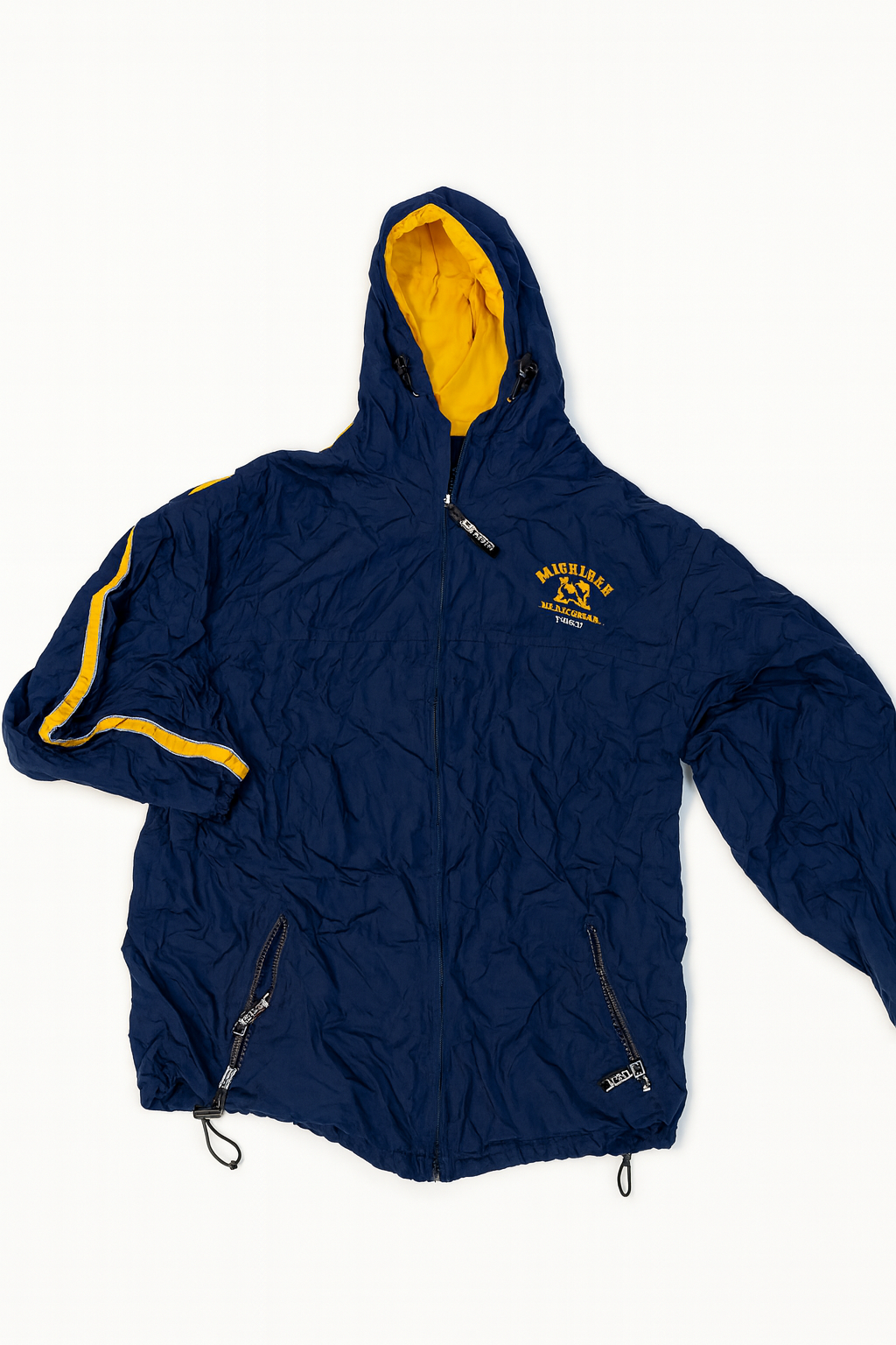 1990s  Michigan Wolverines Hooded Windbreaker Jacket – Size L